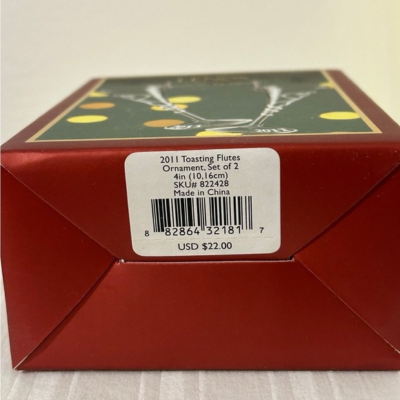 NOS Lenox Christmas Ornaments Crystal Champagne Glasses Toasting Flutes 2011 - Picture 9 of 9